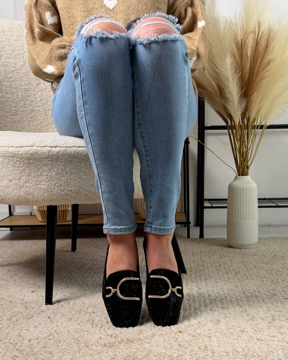 Glitter Preto Mocassins