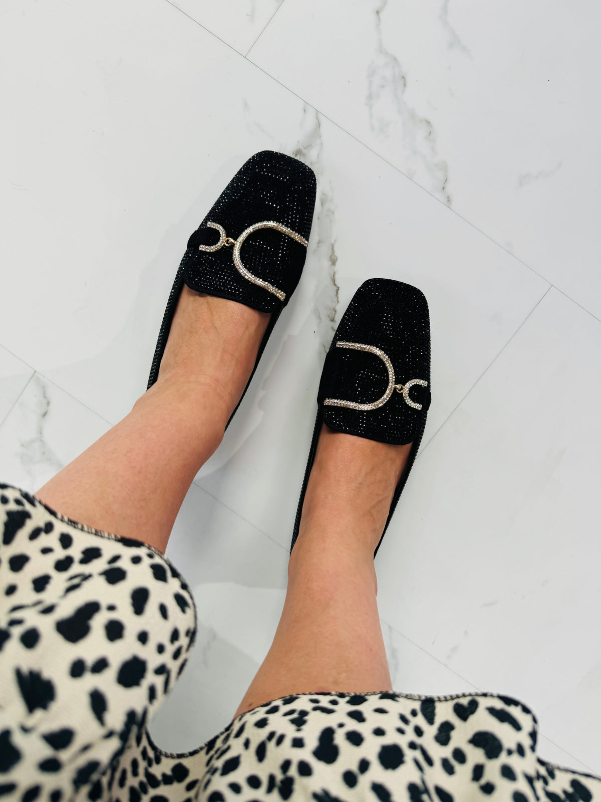 Glitter Preto Mocassins