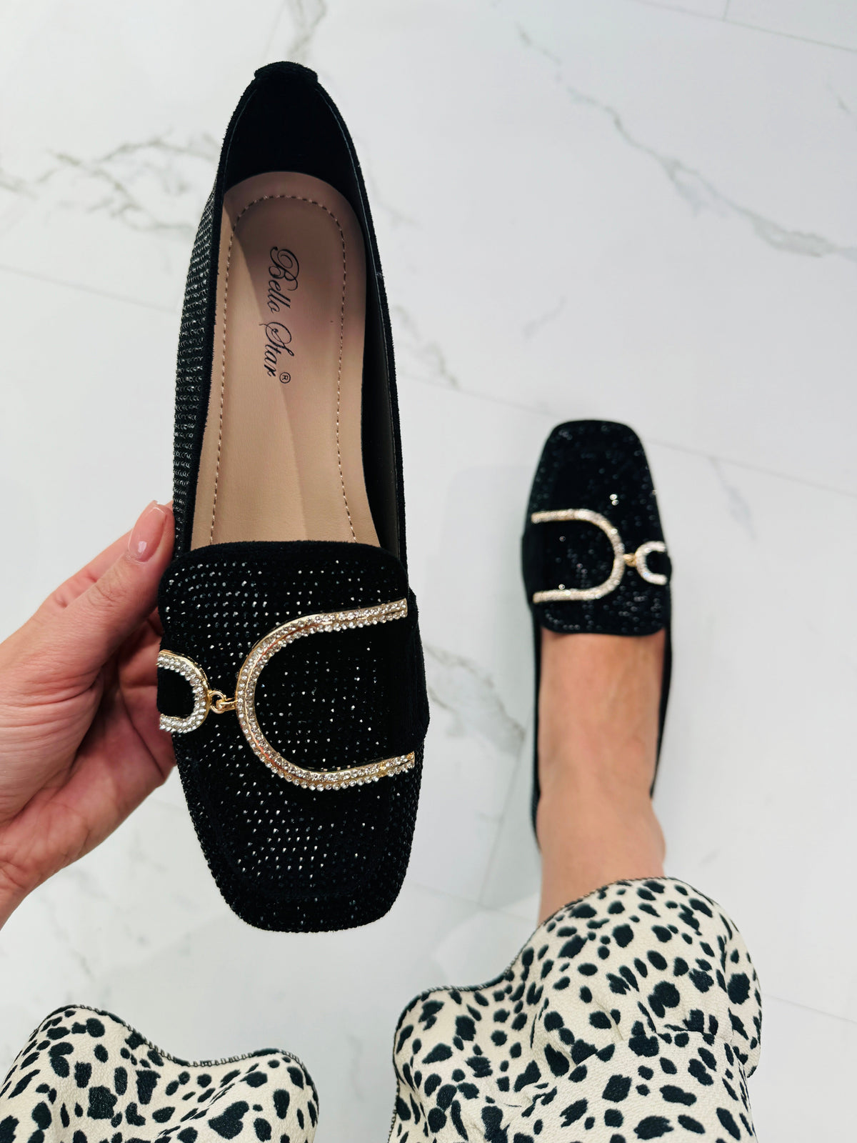 Glitter Preto Mocassins