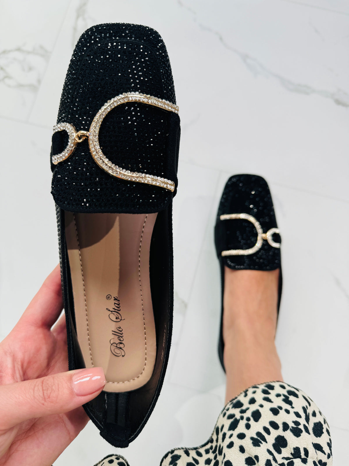 Glitter Preto Mocassins