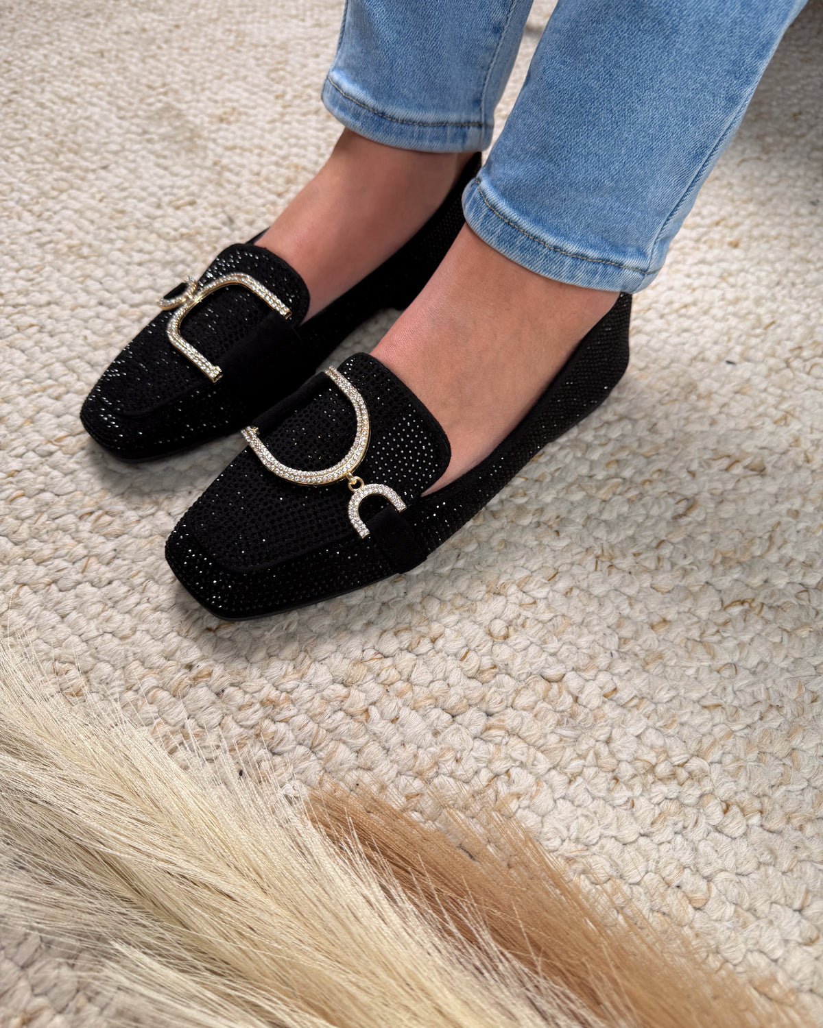 Glitter Preto Mocassins