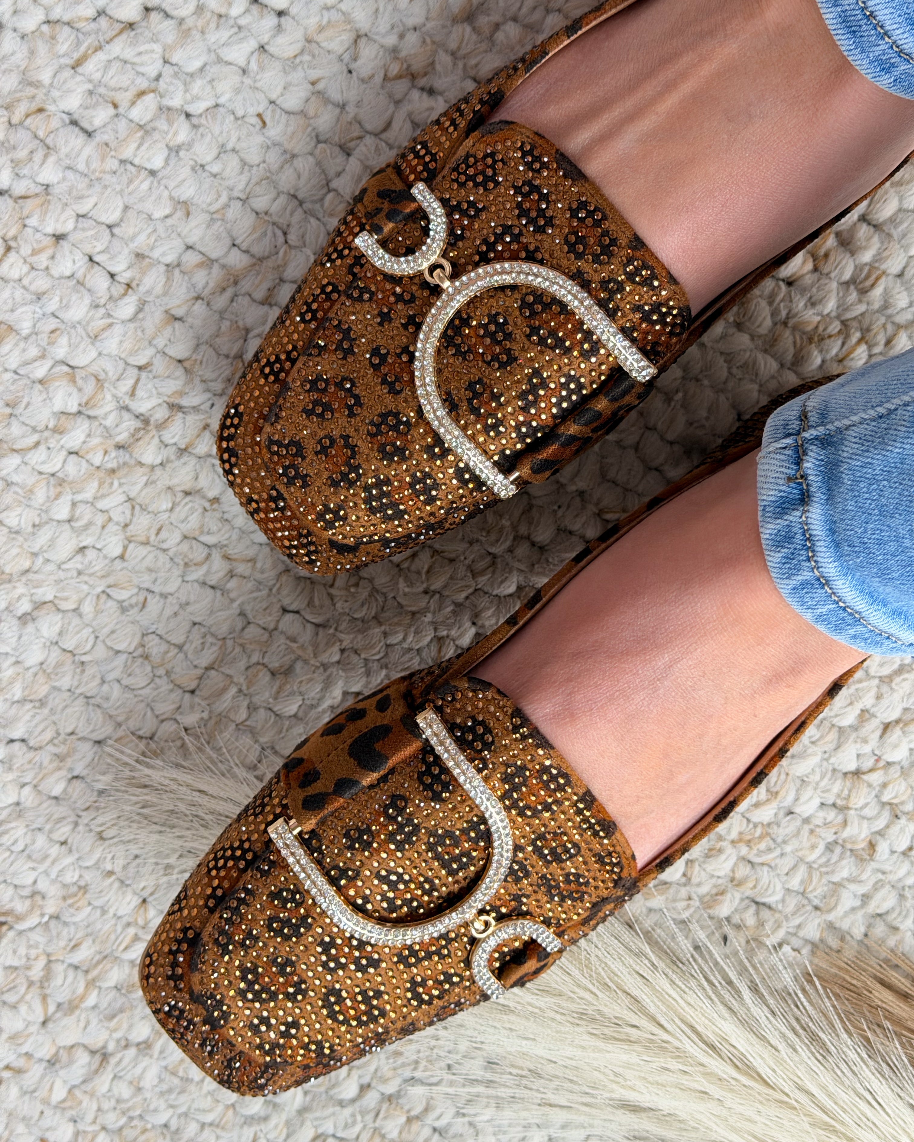 Glitter Leopardo Mocassins