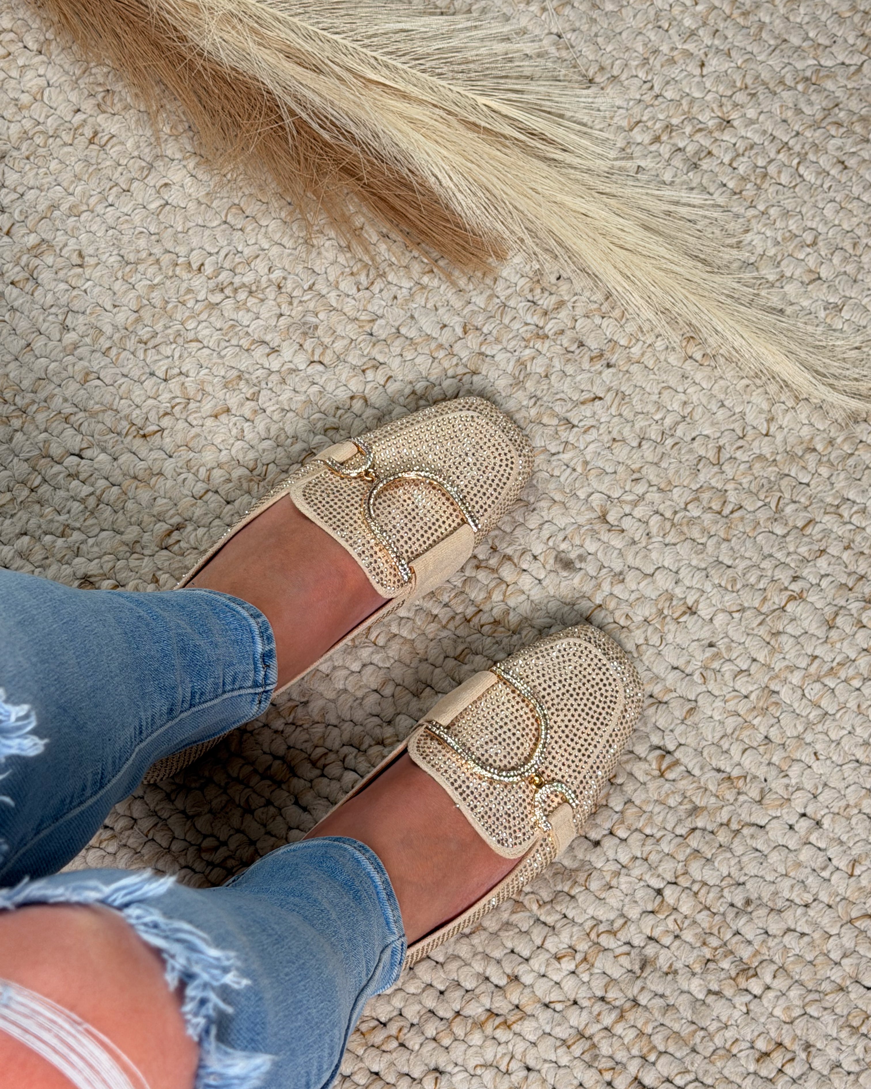 Glitter Bege Mocassins