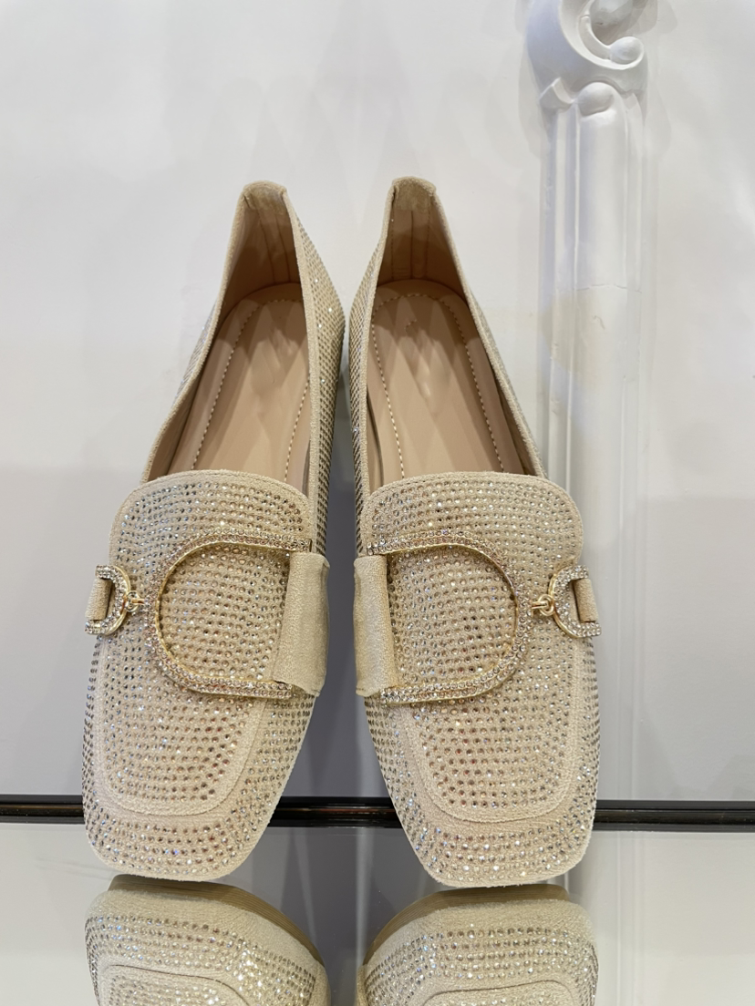 Glitter Bege Mocassins