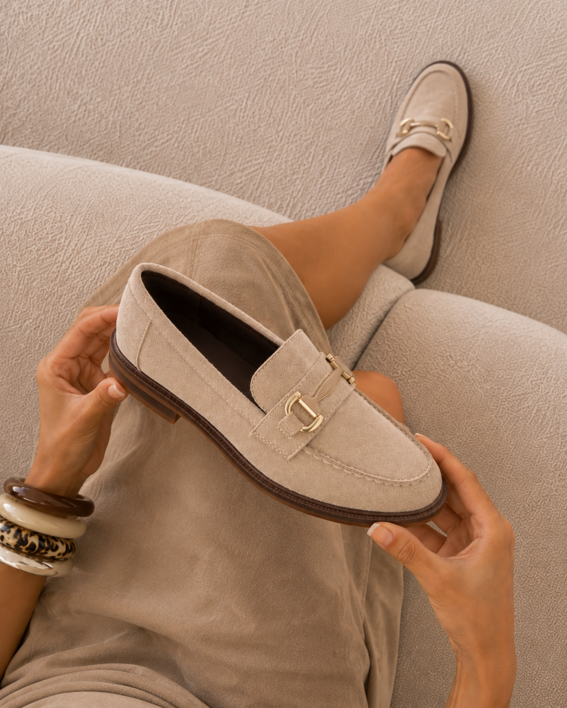 Laura Detalhe Mocassins - Bege