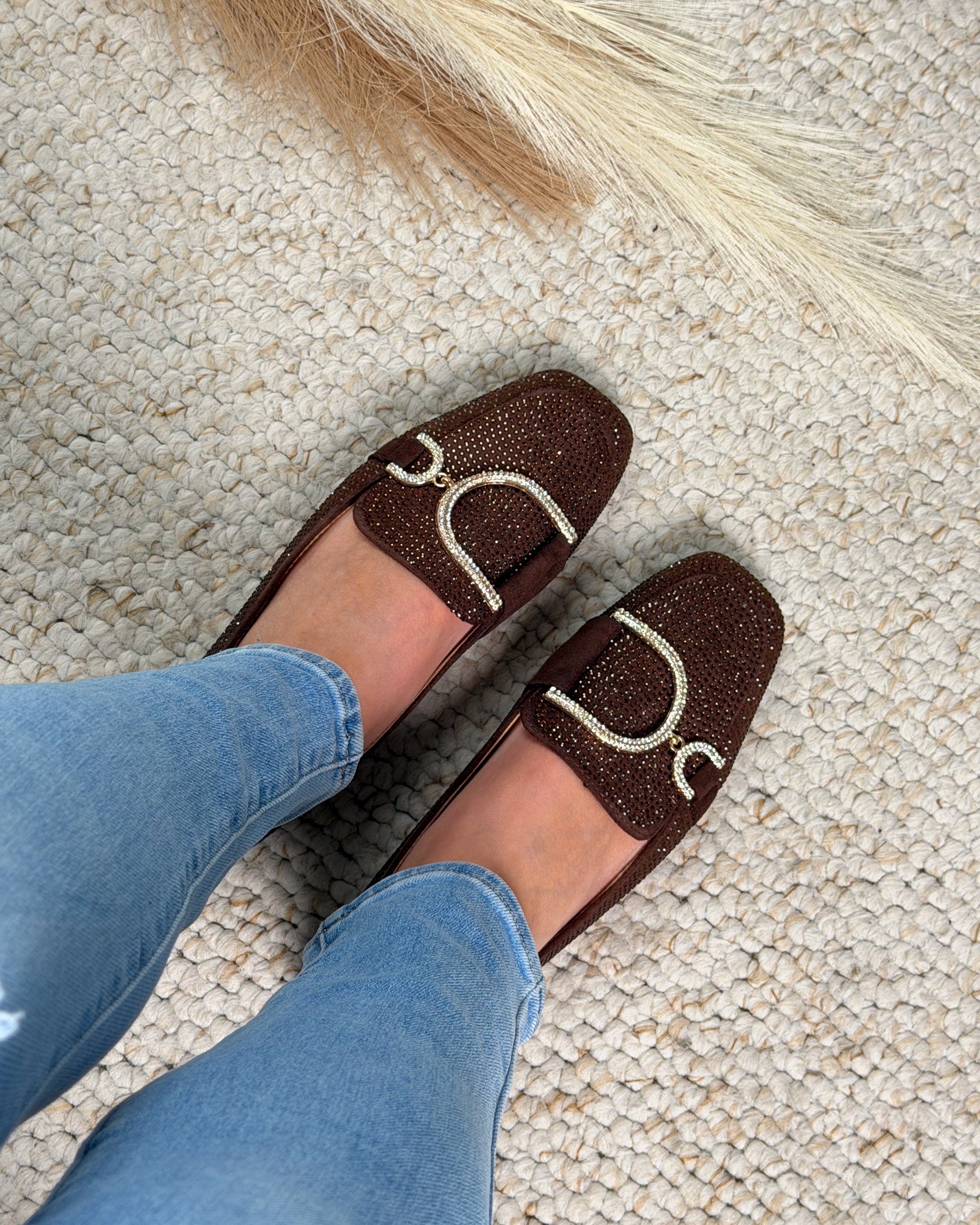 Glitter Castanho Mocassins
