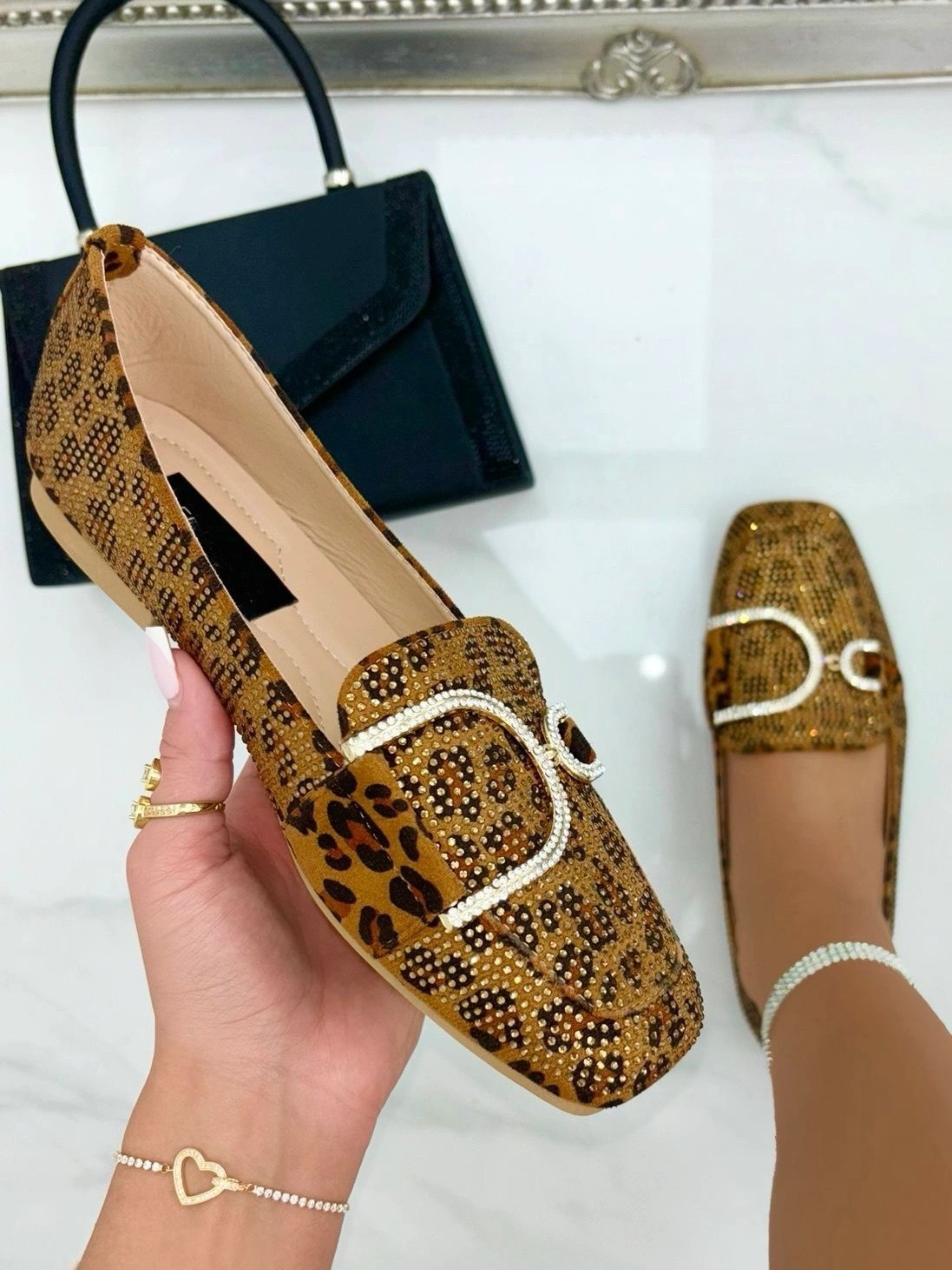 Glitter Leopardo Mocassins