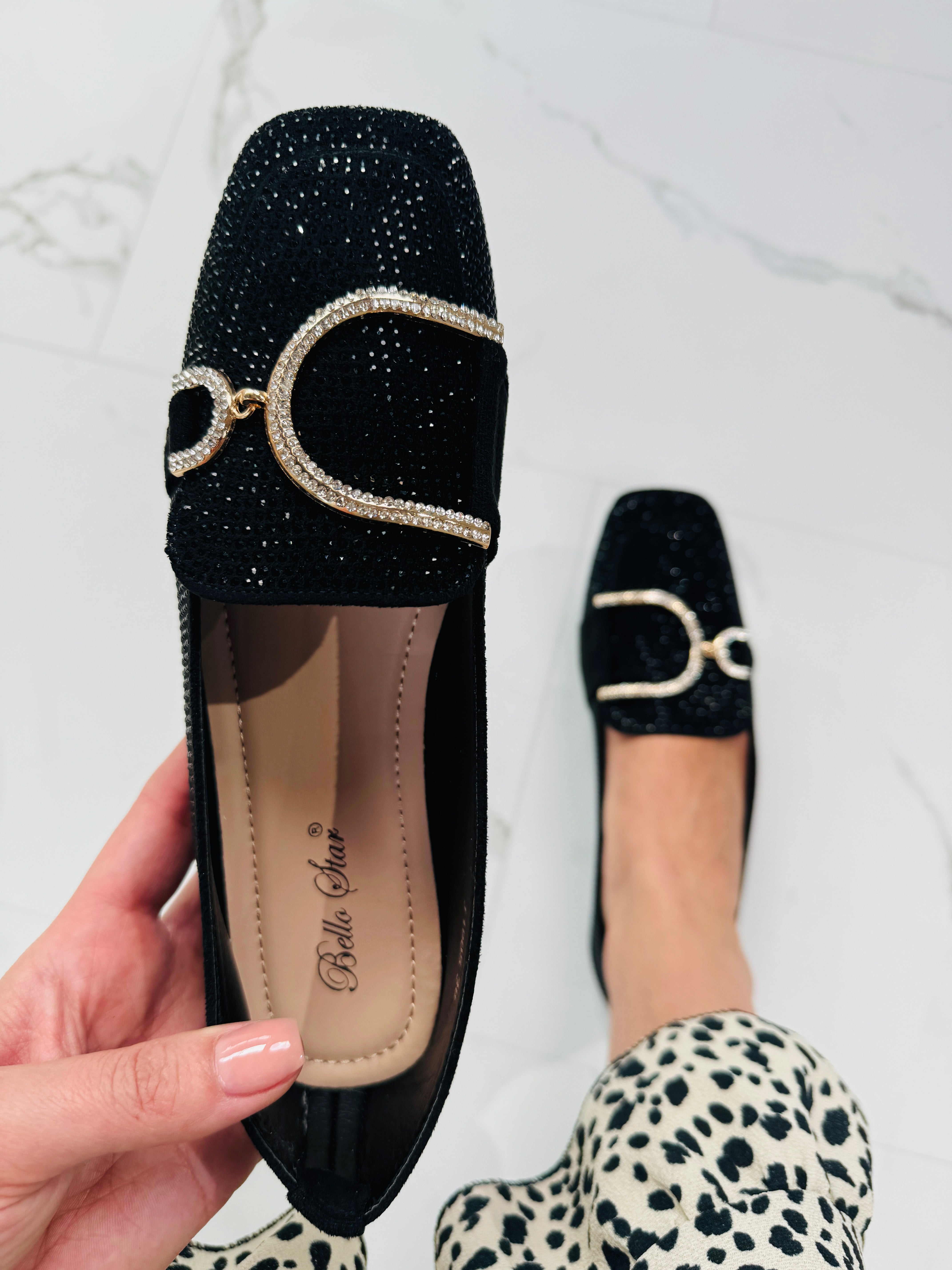 Glitter Preto Mocassins