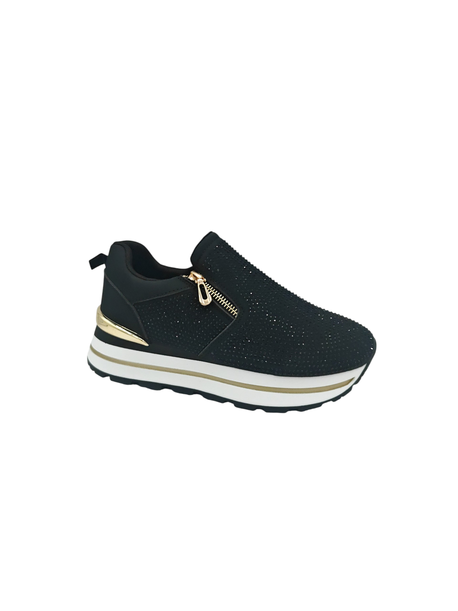 Glitter Zip Preto Sapatilhas