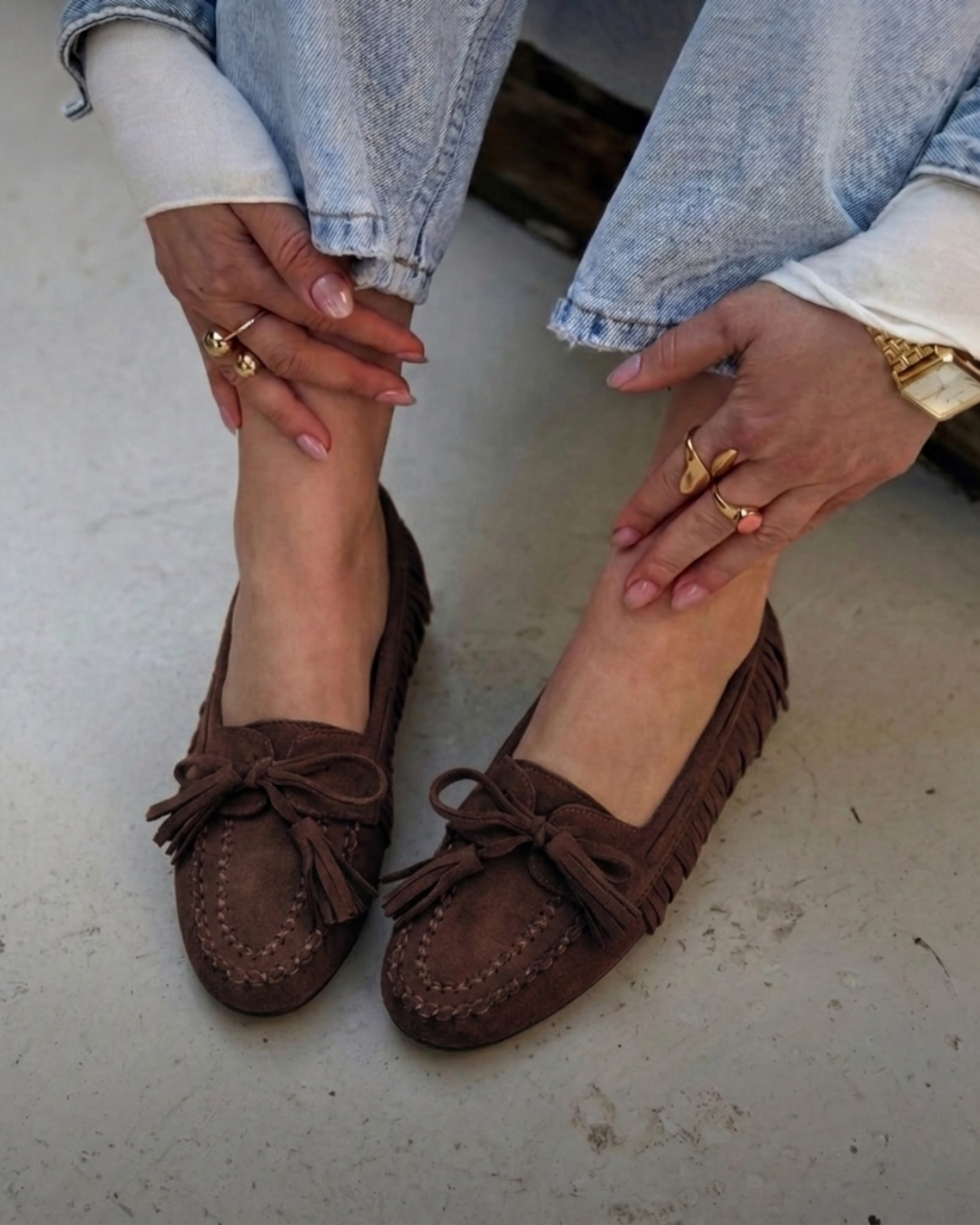 Nora Castanho Mocassins