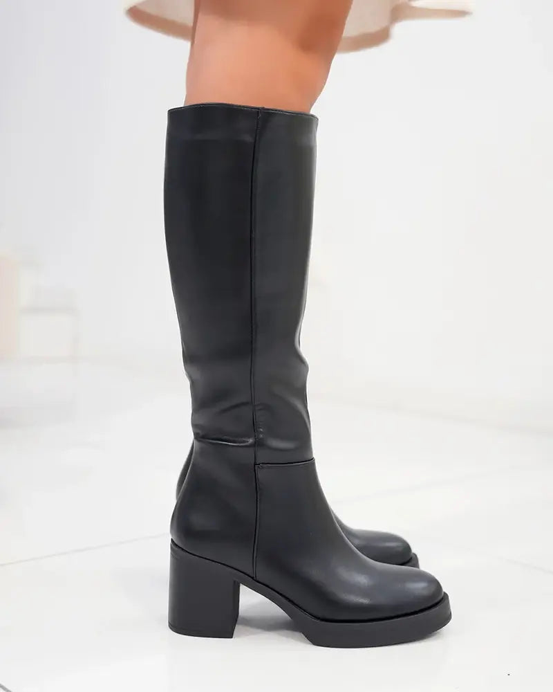 Maud PU Botas Altas - Zwart