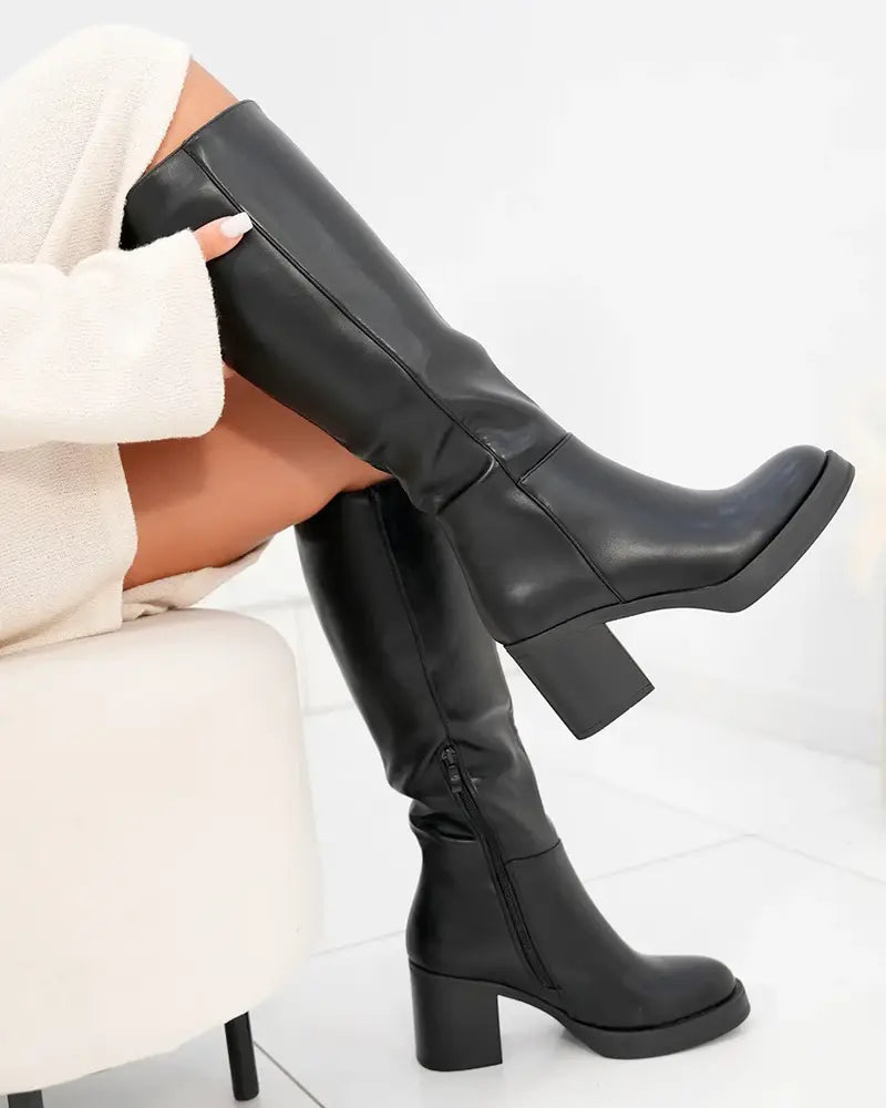 Maud PU Botas Altas - Zwart